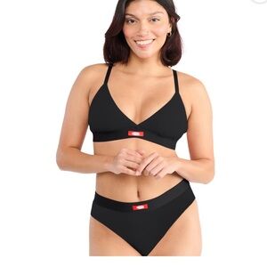 Plus Size Pact Women's Black Organic Cotton Bralette & Bikini Set